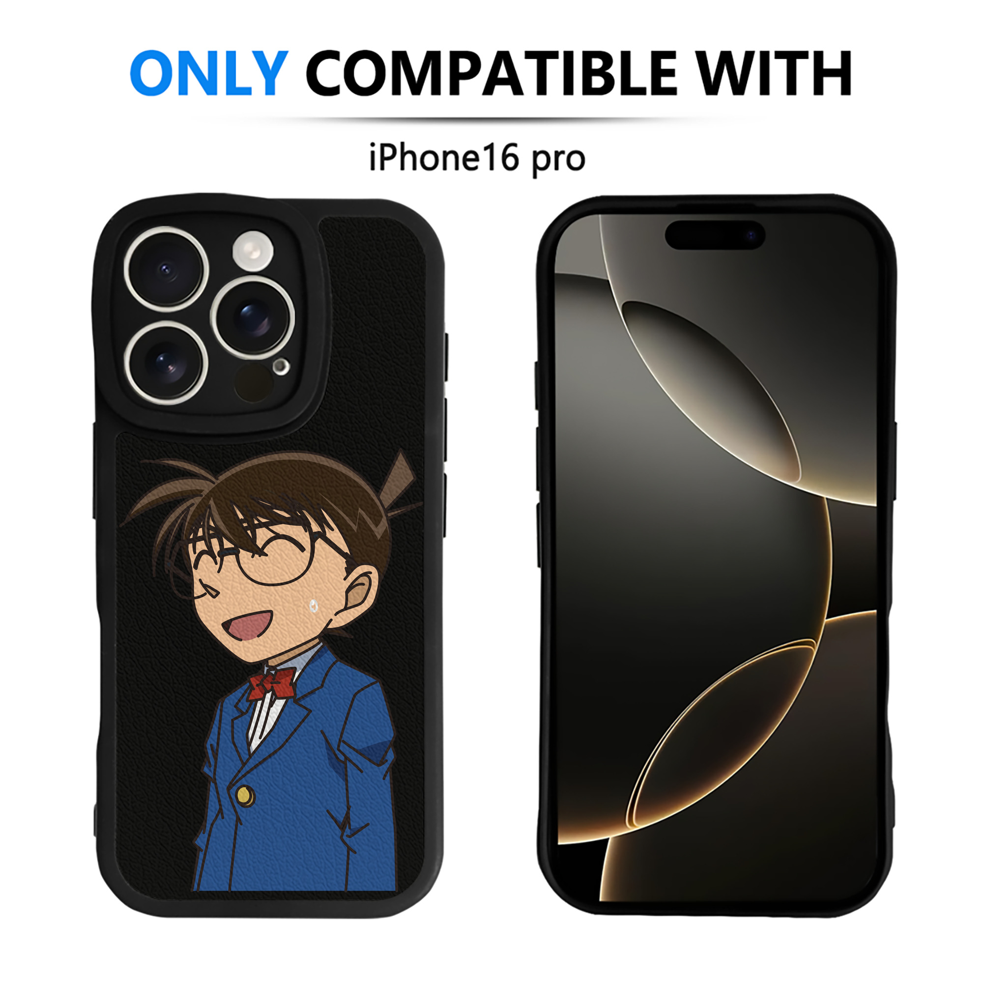 （画像用） 名探偵コナン 江戸川 コナン Detective Conan Conan Edogawa 【iPhone 16シリーズ対応】シリコンスマホケース（レザー調） 材質：シリコン